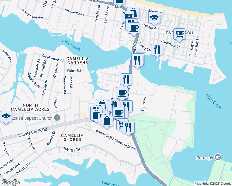 map of restaurants, bars, coffee shops, grocery stores, and more near 4209 Dunning Road in Norfolk