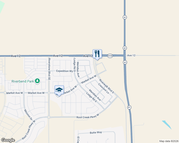 map of restaurants, bars, coffee shops, grocery stores, and more near 260 Crescent Lane in Madera