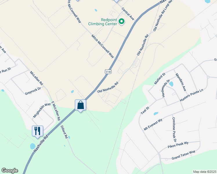 map of restaurants, bars, coffee shops, grocery stores, and more near 6233 Old Nashville Road in Bowling Green