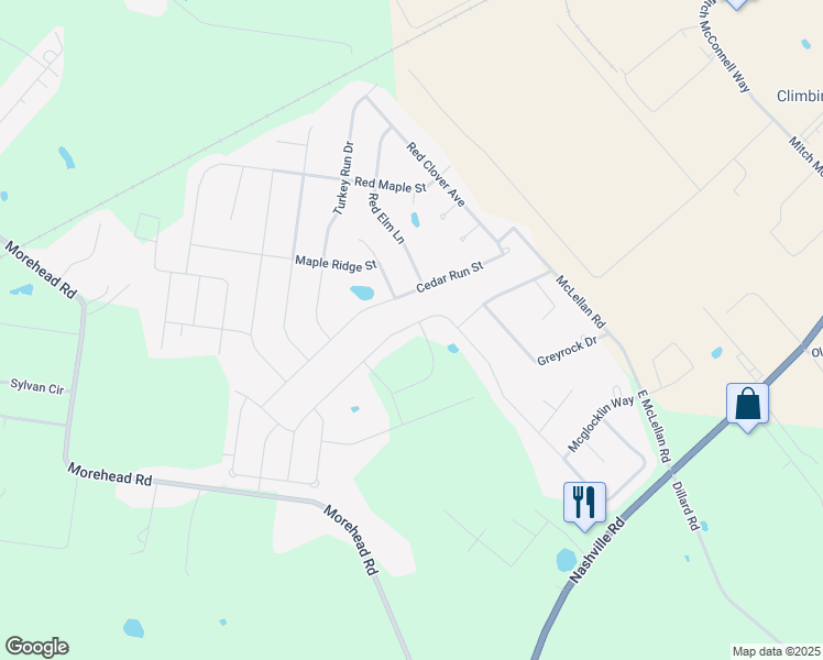 map of restaurants, bars, coffee shops, grocery stores, and more near 281 Cedar Run Street in Bowling Green