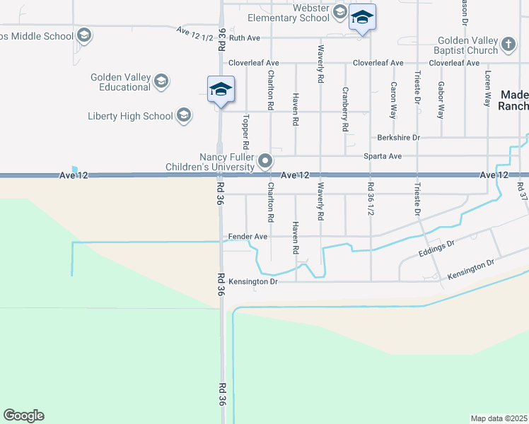 map of restaurants, bars, coffee shops, grocery stores, and more near 11851 Topper Road in Madera