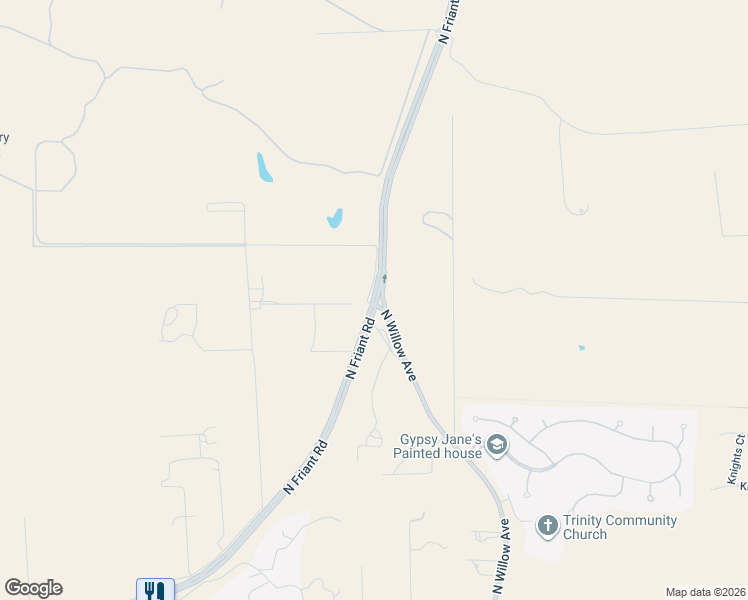 map of restaurants, bars, coffee shops, grocery stores, and more near 12802-13156 North Willow Avenue in Clovis