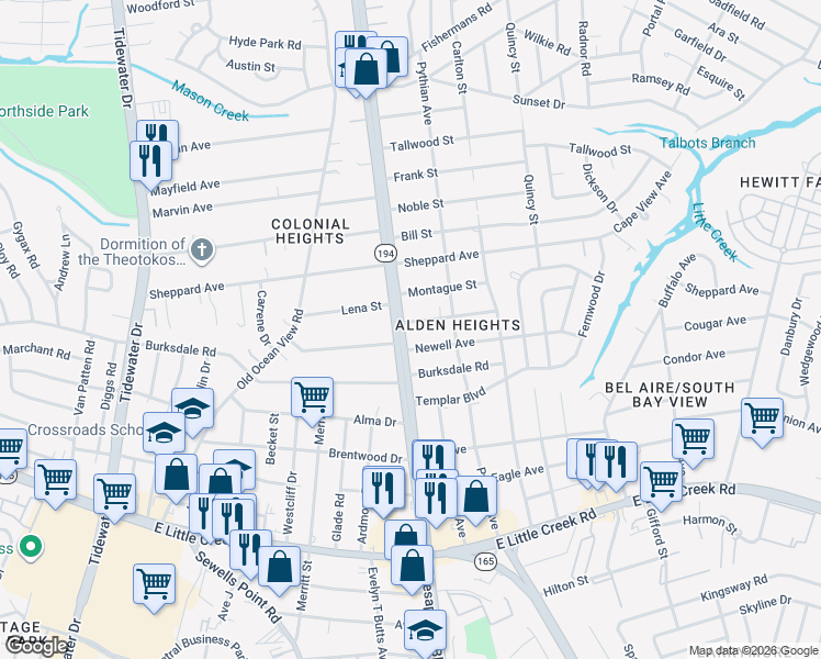 map of restaurants, bars, coffee shops, grocery stores, and more near 8250 Chesapeake Boulevard in Norfolk