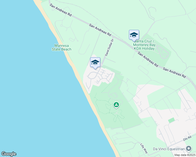 map of restaurants, bars, coffee shops, grocery stores, and more near 461 Arca Drive in La Selva Beach