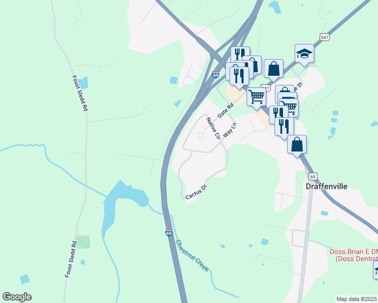map of restaurants, bars, coffee shops, grocery stores, and more near Native Circle in Benton