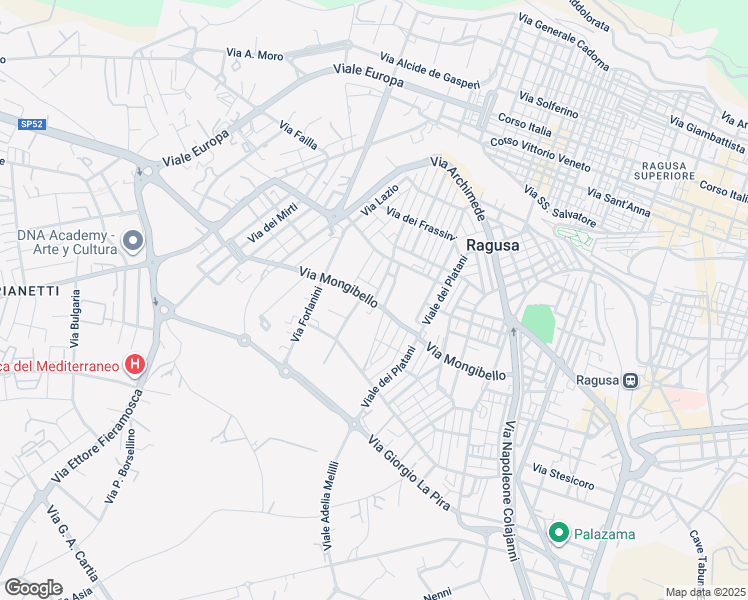 map of restaurants, bars, coffee shops, grocery stores, and more near 12 Via Monte Cencio in Ragusa