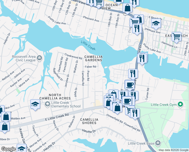 map of restaurants, bars, coffee shops, grocery stores, and more near 8116 Tidal Road in Norfolk