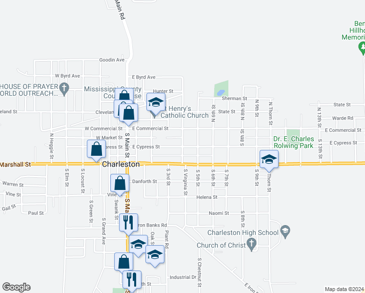 map of restaurants, bars, coffee shops, grocery stores, and more near 400-498 East Cypress Street in Charleston