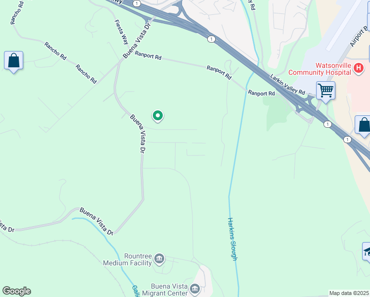 map of restaurants, bars, coffee shops, grocery stores, and more near 1203 Buena Vista Drive in Watsonville