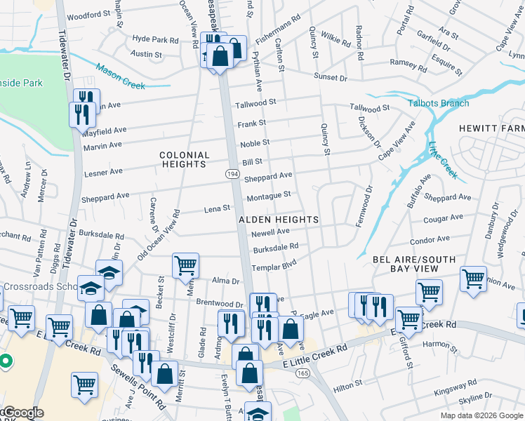 map of restaurants, bars, coffee shops, grocery stores, and more near 8250 Chesapeake Boulevard in Norfolk