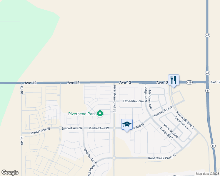 map of restaurants, bars, coffee shops, grocery stores, and more near 135 Sunset Drive South in Madera