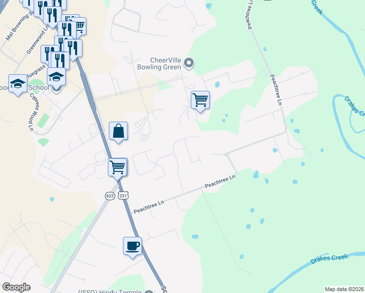 map of restaurants, bars, coffee shops, grocery stores, and more near 116 Georgia Avenue in Bowling Green