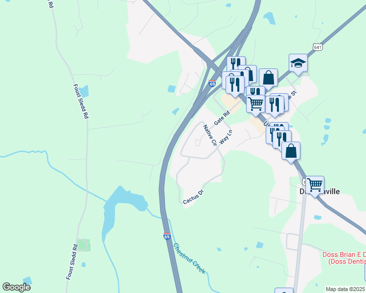 map of restaurants, bars, coffee shops, grocery stores, and more near Native Circle in Benton