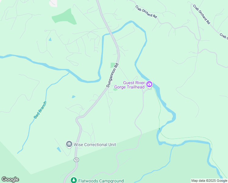 map of restaurants, bars, coffee shops, grocery stores, and more near Tranquility Lane in Coeburn