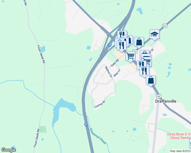 map of restaurants, bars, coffee shops, grocery stores, and more near Native Circle in Benton