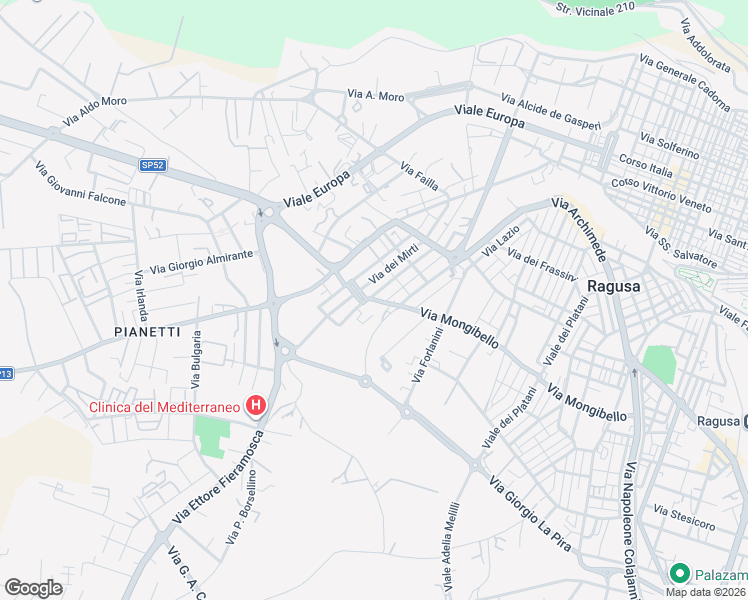 map of restaurants, bars, coffee shops, grocery stores, and more near 104 Via dell'Olivo in Ragusa