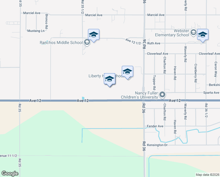 map of restaurants, bars, coffee shops, grocery stores, and more near 12150 Road 36 in Madera