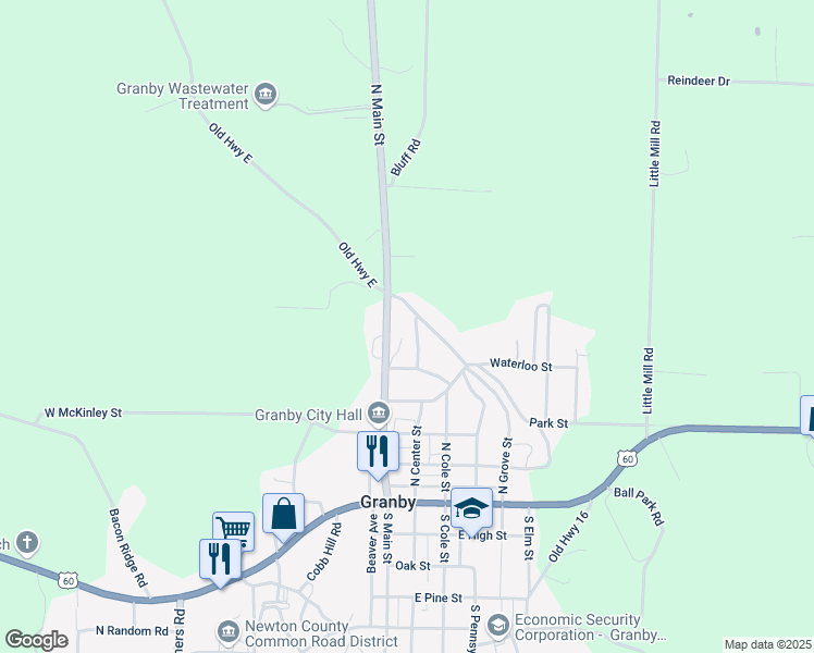 map of restaurants, bars, coffee shops, grocery stores, and more near 683-799 N Grove St in Granby