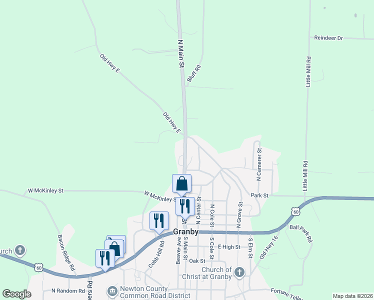 map of restaurants, bars, coffee shops, grocery stores, and more near 696-826 North Main Street in Granby