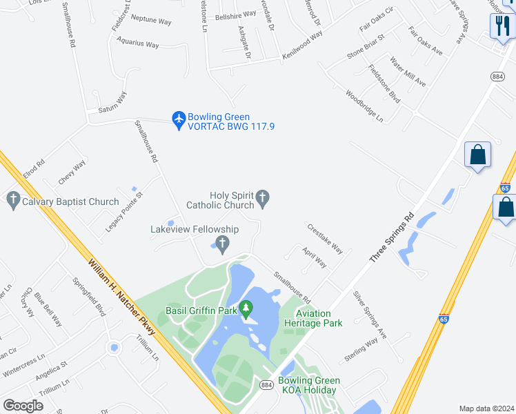 map of restaurants, bars, coffee shops, grocery stores, and more near 4754 Smallhouse Road in Bowling Green