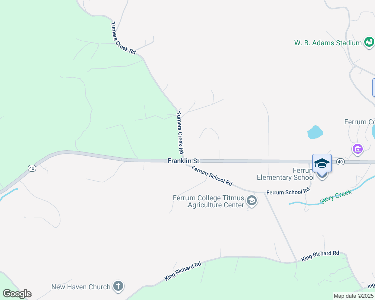 map of restaurants, bars, coffee shops, grocery stores, and more near 11290 Franklin Street in Ferrum