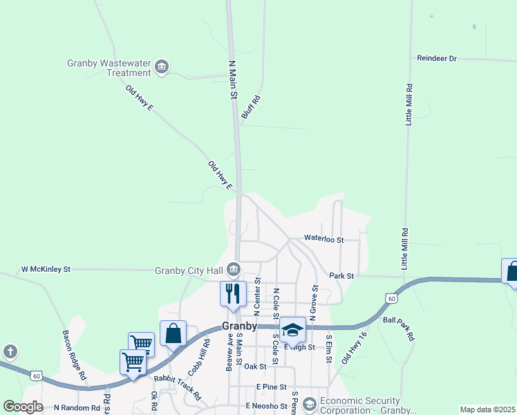 map of restaurants, bars, coffee shops, grocery stores, and more near 683 North Grove Street in Granby