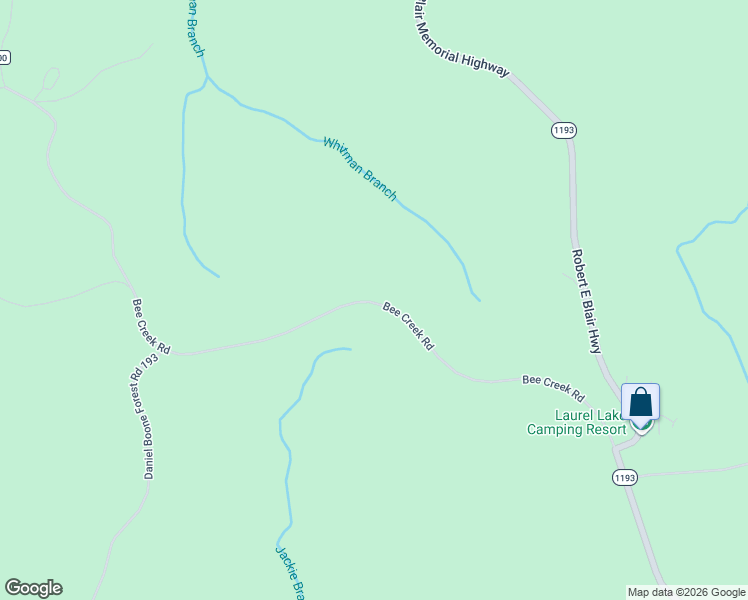 map of restaurants, bars, coffee shops, grocery stores, and more near Bee Creek Road in Corbin