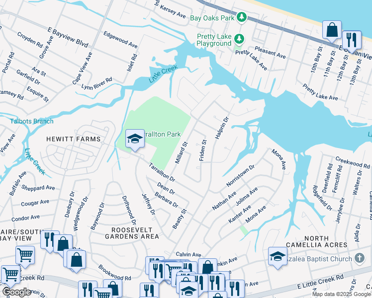 map of restaurants, bars, coffee shops, grocery stores, and more near 2208 Corbett Avenue in Norfolk