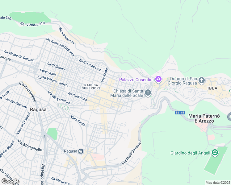 map of restaurants, bars, coffee shops, grocery stores, and more near 84 Corso Italia in Ragusa