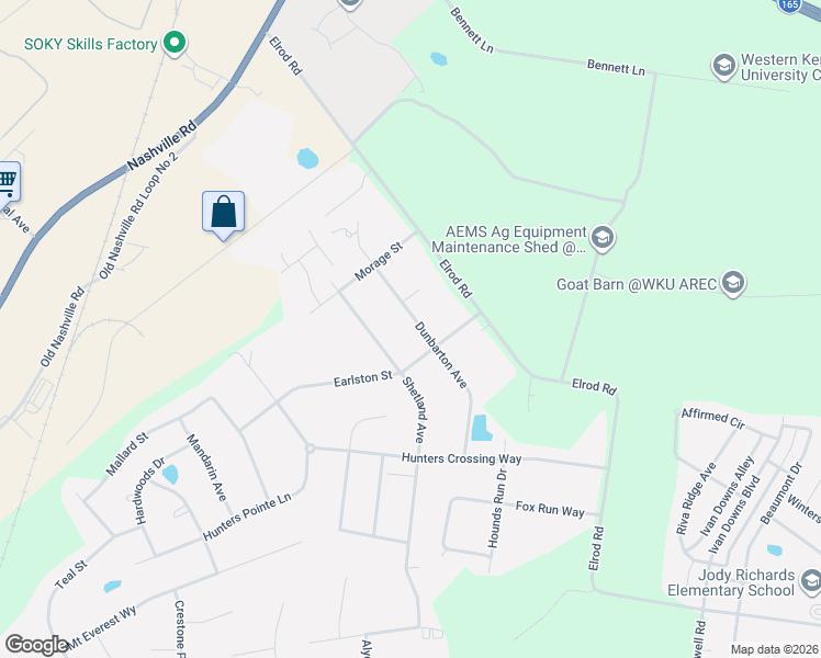map of restaurants, bars, coffee shops, grocery stores, and more near Dunbarton Avenue in Bowling Green