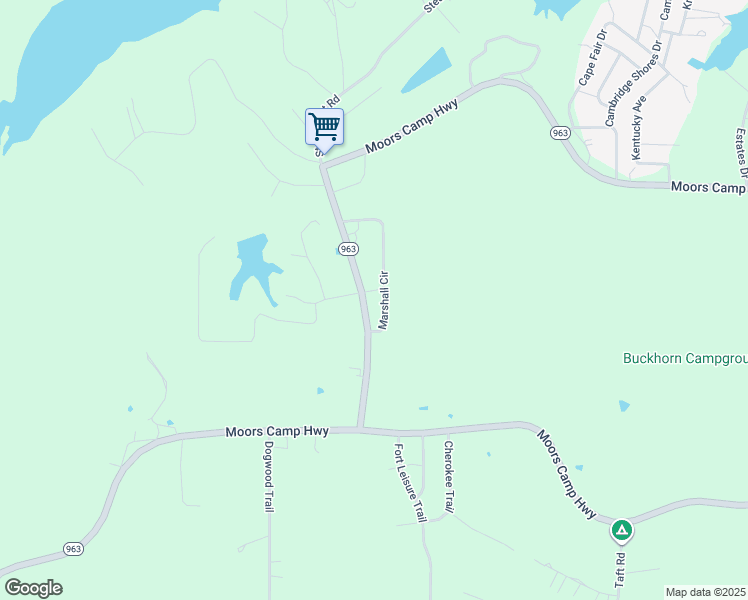 map of restaurants, bars, coffee shops, grocery stores, and more near 7445 Moors Camp Highway in Gilbertsville