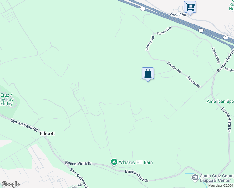 map of restaurants, bars, coffee shops, grocery stores, and more near 117 Rancho Road in Watsonville