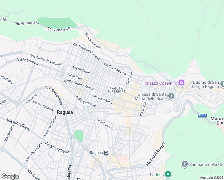map of restaurants, bars, coffee shops, grocery stores, and more near 30 Via Minardi in Ragusa
