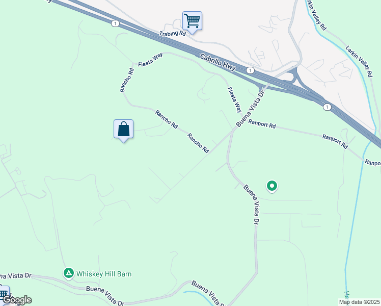 map of restaurants, bars, coffee shops, grocery stores, and more near 53 Rancho Road in Watsonville