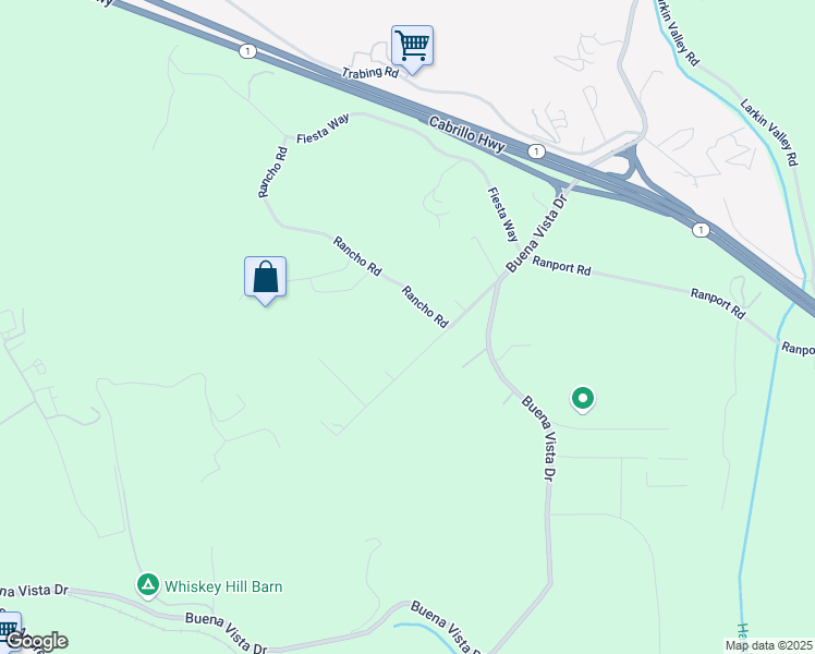 map of restaurants, bars, coffee shops, grocery stores, and more near 53 Rancho Road in Watsonville