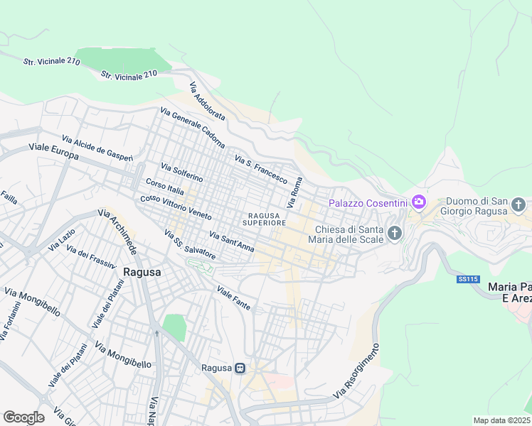 map of restaurants, bars, coffee shops, grocery stores, and more near 30 Via Minardi in Ragusa