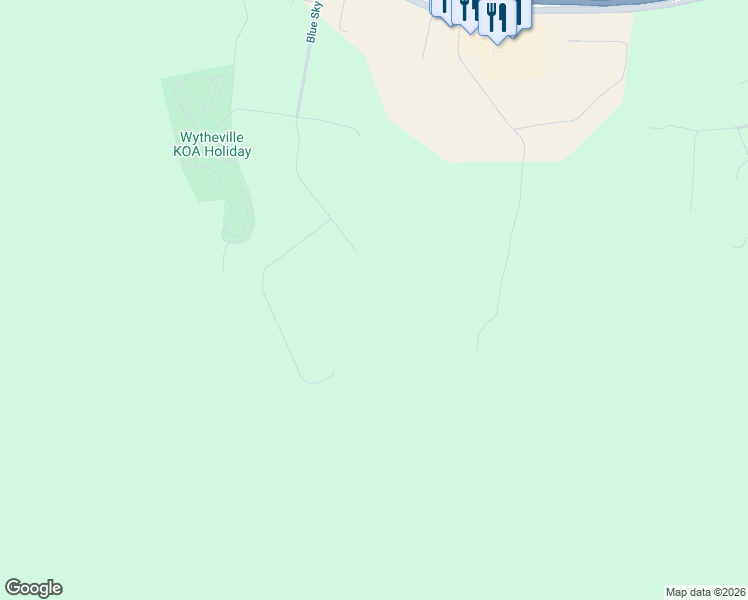 map of restaurants, bars, coffee shops, grocery stores, and more near 385 Blue Sky Drive in Wytheville