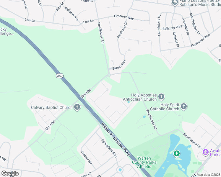 map of restaurants, bars, coffee shops, grocery stores, and more near 3323 Elrod Road in Bowling Green