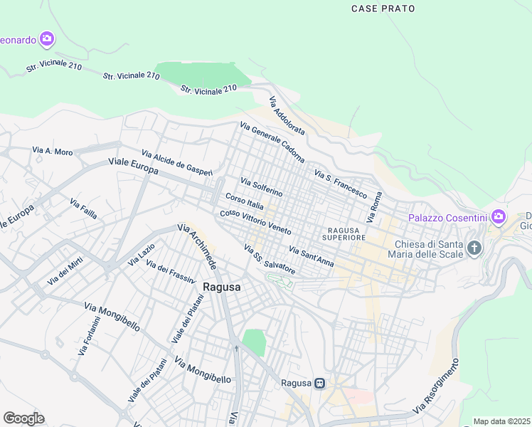 map of restaurants, bars, coffee shops, grocery stores, and more near 376 Corso Vittorio Veneto in Ragusa