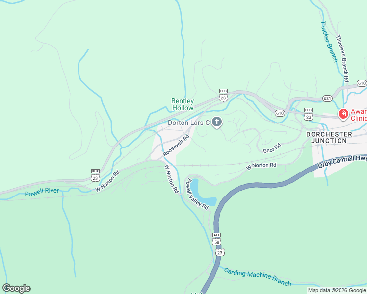 map of restaurants, bars, coffee shops, grocery stores, and more near 6222 Roosevelt Road in Norton