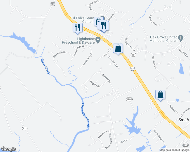 map of restaurants, bars, coffee shops, grocery stores, and more near 303 Cannon Drive in Carrollton