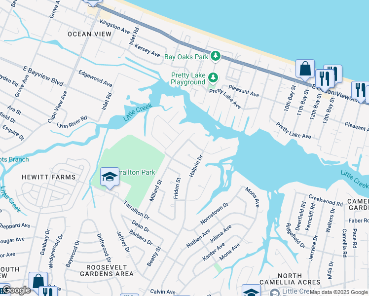 map of restaurants, bars, coffee shops, grocery stores, and more near 8520 Millard Street in Norfolk