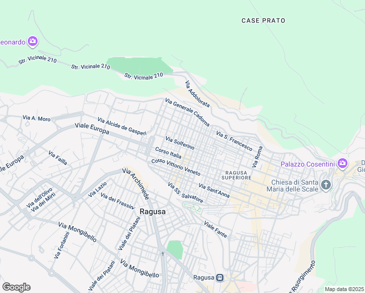 map of restaurants, bars, coffee shops, grocery stores, and more near 129 Via Minardi in Ragusa
