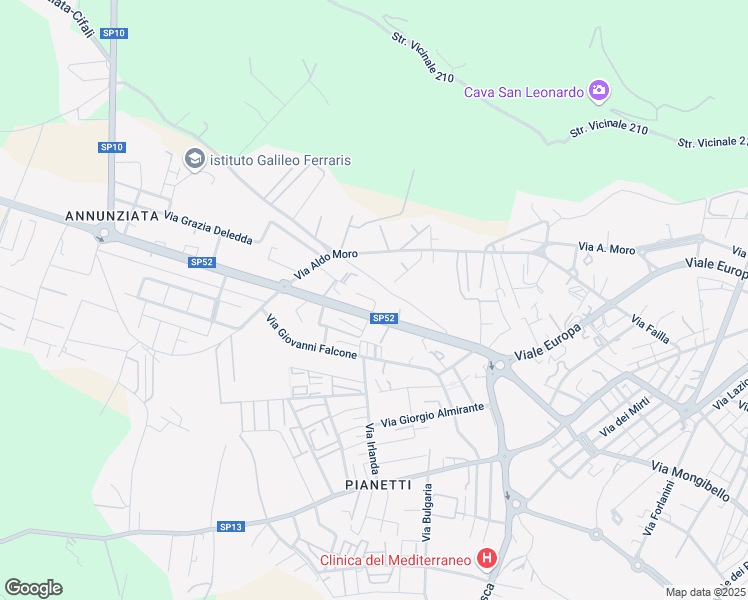 map of restaurants, bars, coffee shops, grocery stores, and more near Via Svezia in Ragusa