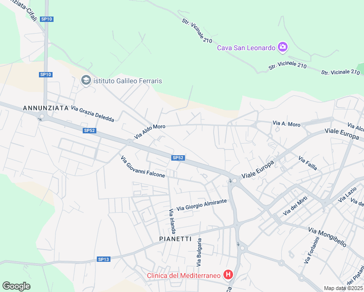 map of restaurants, bars, coffee shops, grocery stores, and more near Via Svezia in Ragusa