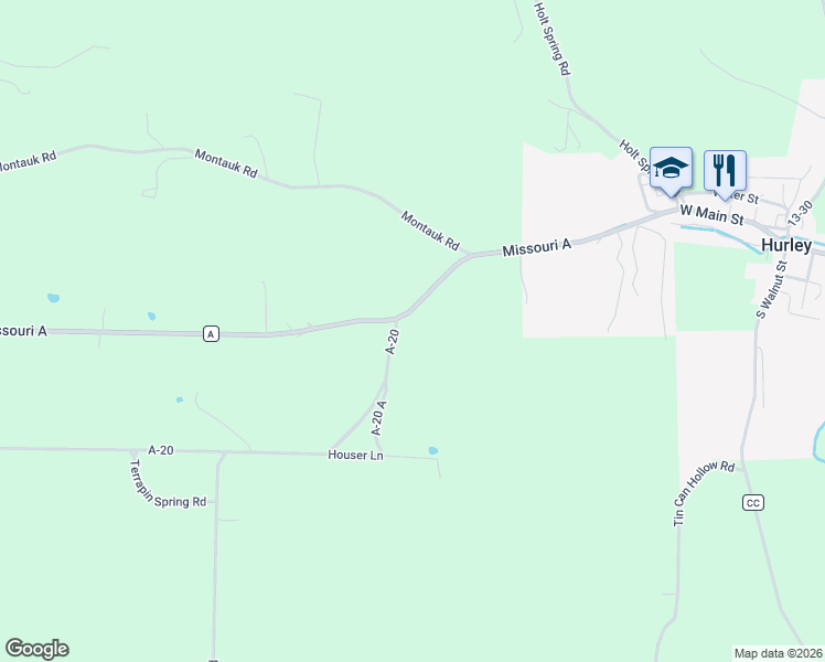 map of restaurants, bars, coffee shops, grocery stores, and more near 1526 Ozark Road in Crane