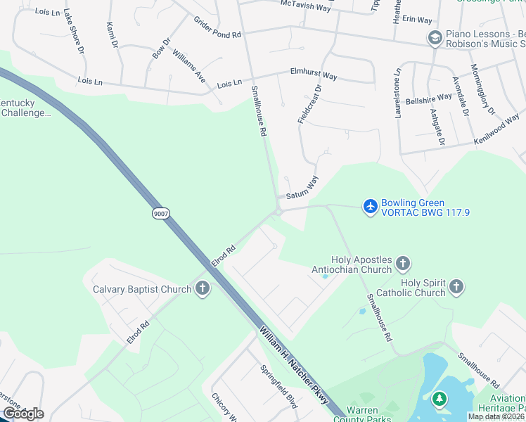 map of restaurants, bars, coffee shops, grocery stores, and more near 3407-3499 Elrod Road in Bowling Green