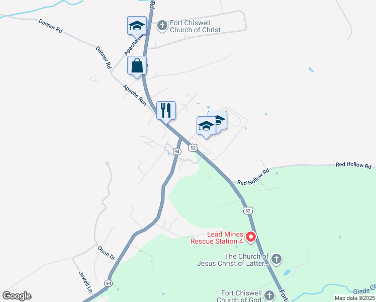 map of restaurants, bars, coffee shops, grocery stores, and more near 771 Fort Chiswell Road in Max Meadows