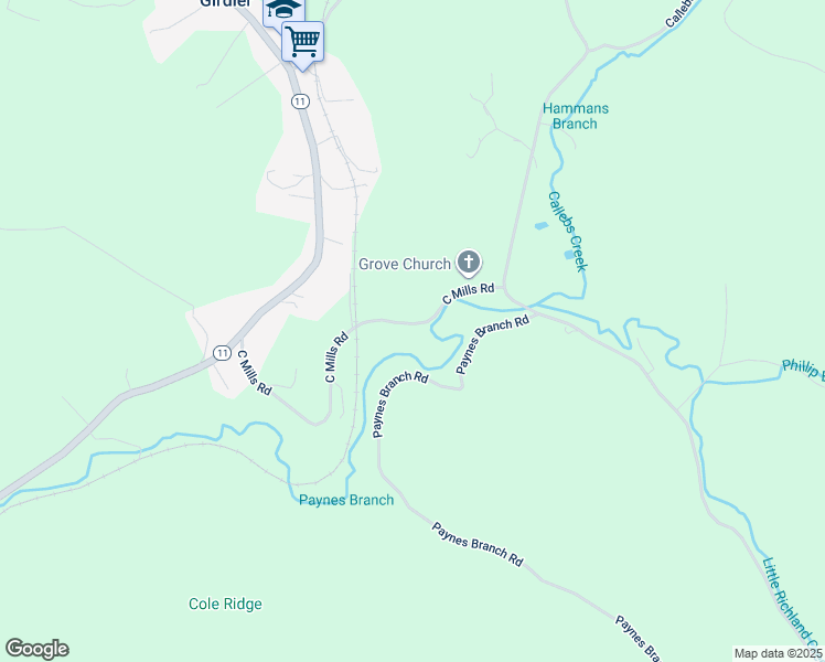 map of restaurants, bars, coffee shops, grocery stores, and more near 672 C Mills Road in Cannon