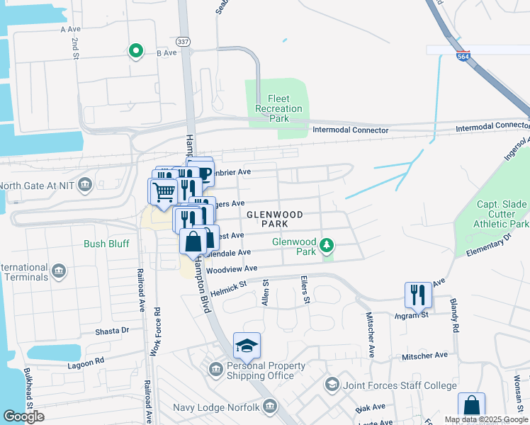 map of restaurants, bars, coffee shops, grocery stores, and more near 226 Beechwood Avenue in Norfolk
